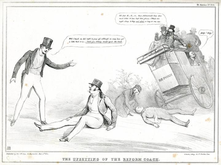 An 1800s map of the centre of London. Just north of the river and left of it there are two arrows pointed close to each other labelled 'The Grotes' London residence 34 Parliament Street' and 'Parliament. Right at the centre bottom of the map is another arrow labelled 'The Grotes' 'country residence' in Dulwich'. 