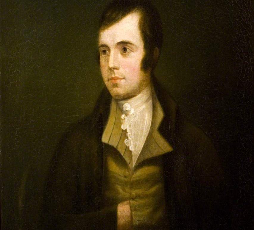 Portrait of a young man with dark hair wearing 18th-century clothing, a dark coat and a buff waistcoat
